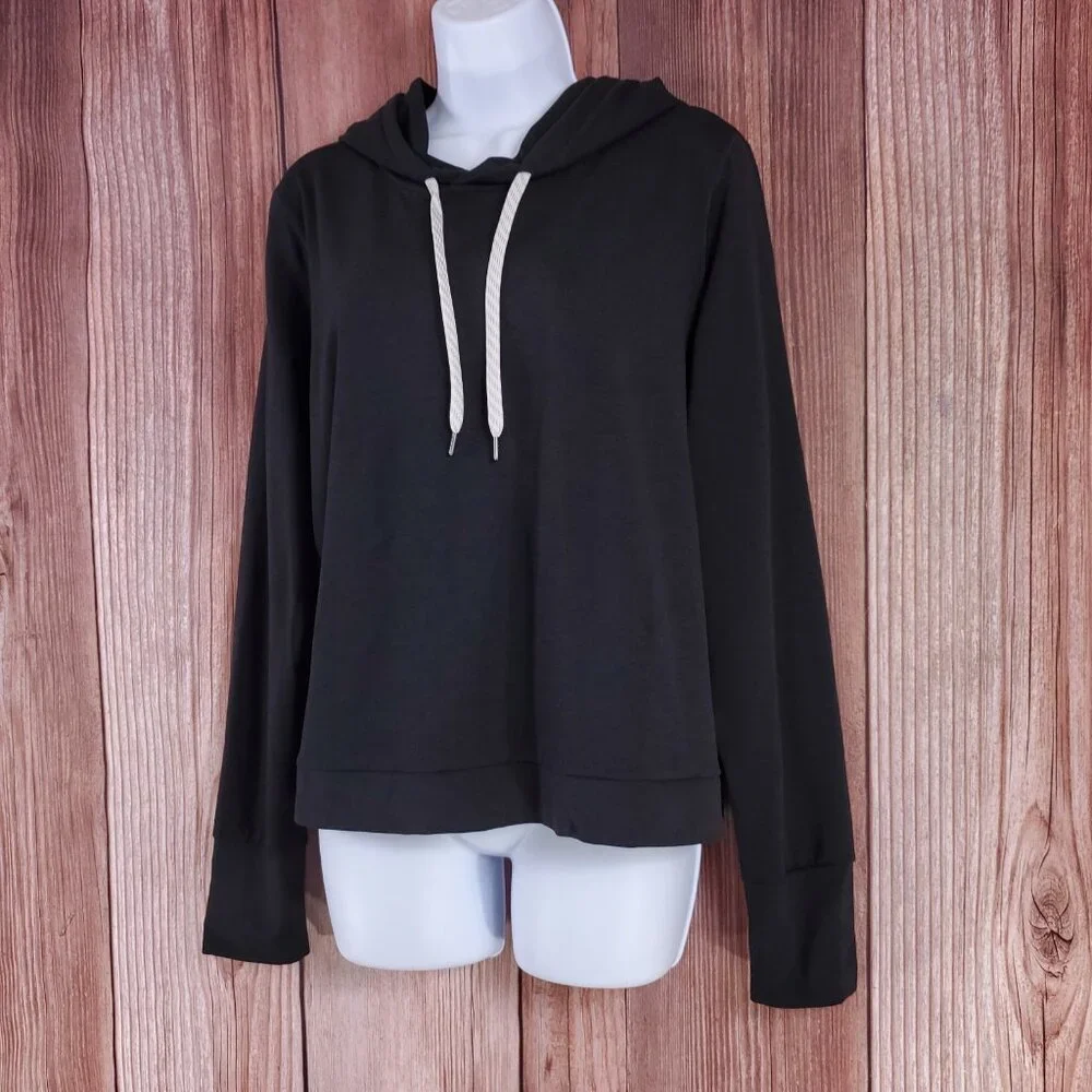 Vuori Black Hoodie with White Drawstrings - Picture 3 of 12
